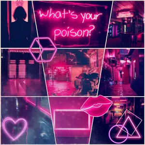 Grid Collage Of Neon Pink Photos With Shapes Wallpaper