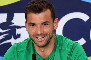 Grigor Dimitrov Smiling At Press Conference Wallpaper