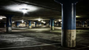 Grimy Empty Building Parking Lot Wallpaper