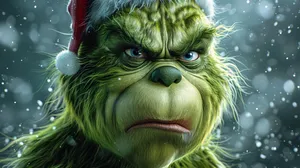 Grinchin Santa Hat Snowfall Wallpaper