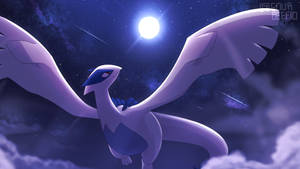 'grinning Lugia Stares At The Full Moon'. Wallpaper