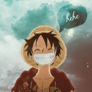 Grinning One Piece Luffy Pfp Cloudy Fanart Wallpaper