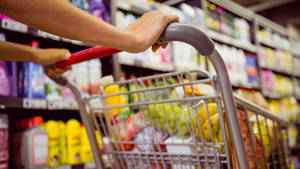 Grocery Store Pushing Cart Wallpaper