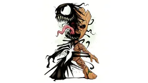 Groot And Venom Symbiote Art Wallpaper
