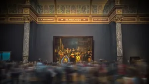 Group Of People Admiring A Painting Wallpaper