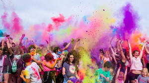 Group Of People In A Color Run Wallpaper