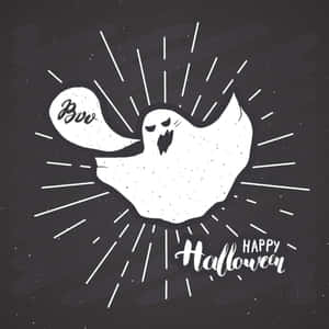 Grunge Style Ghost Halloween Greeting Wallpaper