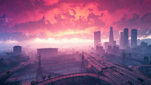 Gta 5 2560x1440 Pink Clouds Los Santos Wallpaper