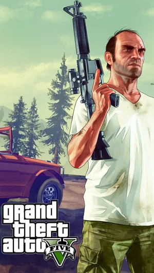 Gta 5 Phone Trevor Philips In Forest Wallpaper