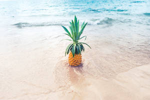 Guadeloupe Pineapple Fruit On Beach Wallpaper