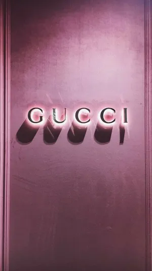 Gucci Logo Pink Backdrop Wallpaper