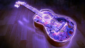 Guitar Aesthetic Purple Neon Art Wallpaper