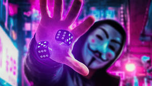 Guy Fawkes Aesthetic Purple Neon Computer Wallpaper