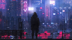 Guy In The Purple City Wallpaper