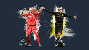 Haaland Red Bull And Bvb Football Team Jerseys Wallpaper