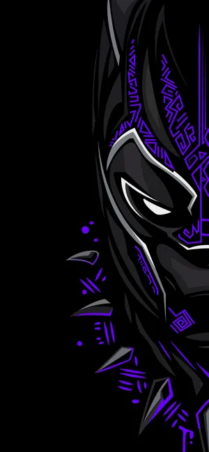 Half Faced Black Panther Android Wallpaper