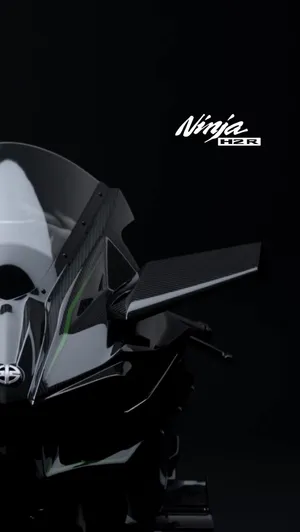 Half Kawasaki Ninja H2r On Black Wallpaper