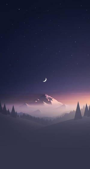 Half Moon Over Mountain Iphone Se Wallpaper