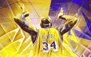 Hall Of Famer Shaquille O’neal Dominating On The Court Wallpaper