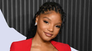 Halle Bailey Red Dress Event Wallpaper