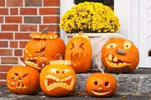 Halloween Aesthetic Pumpkin Faces Wallpaper