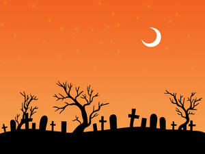 Halloween Cemetery Silhouette Art Wallpaper