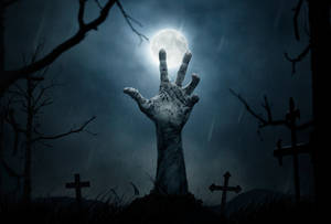 Halloween Graveyard Zombie Hand Wallpaper