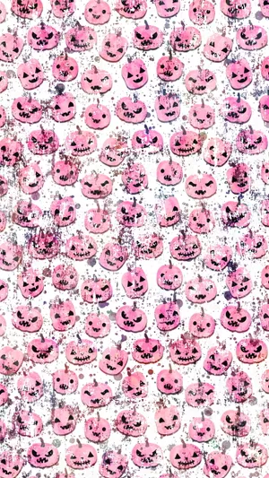 Halloween Grunge Pink Pumpkins Wallpaper