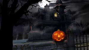 Halloween Manor Laptop Art Wallpaper