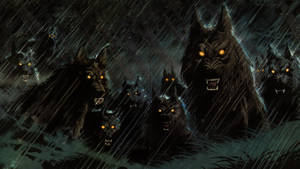Halloween Werewolves Dark Rain Wallpaper