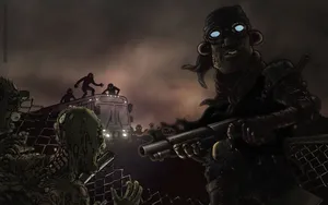 Halloween Zombie Fighter Wallpaper