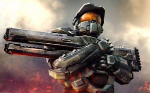 Halo 4 Spartan With Rail Gun Wallpaper