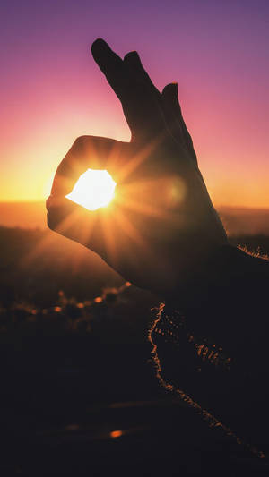 Hand And Sunset Wallpaper