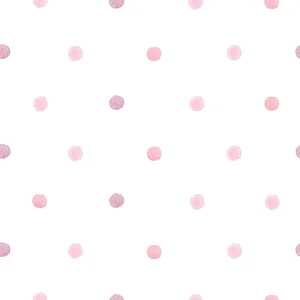 Handpainted Pink And White Polka Dot Wallpaper