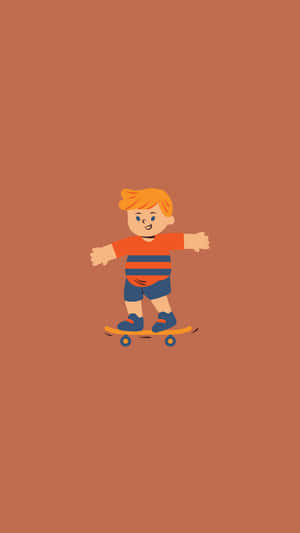 Handsome Boy Cartoon Riding Skateboard Wallpaper