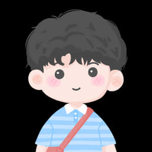 Handsome Boy Cartoon Wearing Blue Shirt Wallpaper