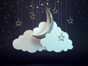 Hanging Moon And Stars Wallpaper