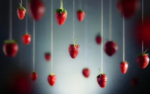 Hanging Strawberries Best Ever Desktop Wallpaper