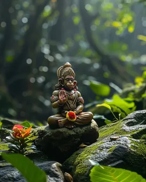 Hanuman Statuein Nature Setting Wallpaper