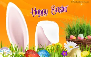 Happy Easter And Rabbit's Ears Wallpaper