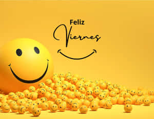 Happy Friday Smiley Faces Yellow Background Wallpaper