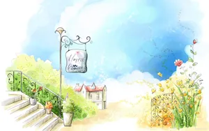 Happy House Cartoon Art Wallpaper