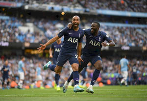 Happy Lucas Moura With Teammate Wallpaper