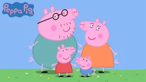 Happy Peppa Pig Family Poster Wallpaper