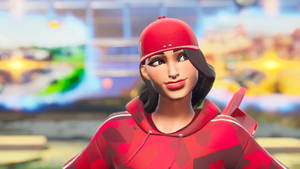Happy Ruby Fortnite In Red Outfits Wallpaper