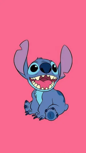 Happy Stitch In Pink Wallpaper