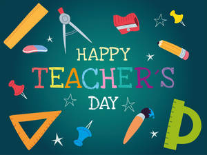 Happy Teachers' Day School Icons Wallpaper