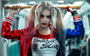 Harley Quinn Cosplay Subway Scene Wallpaper