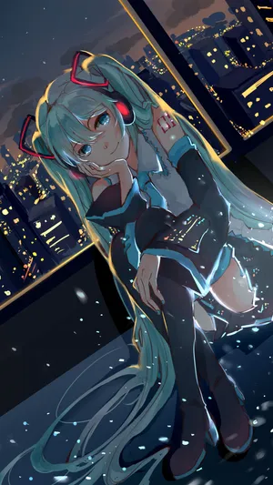 Hatsune Miku City Girl Aesthetic Phone Wallpaper