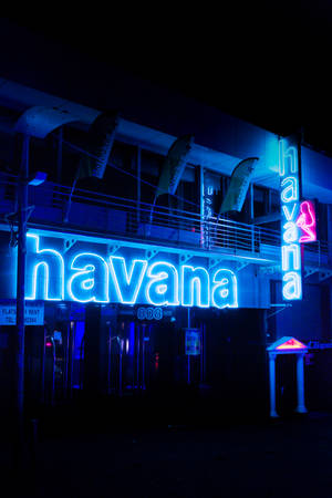 Havana In Neon Blue Iphone Wallpaper